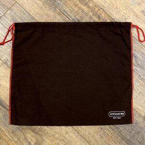 Coach Dust Bag Brown w/Logo Purse Shoes Handbag Cover Red Drawstring 16" X 13"